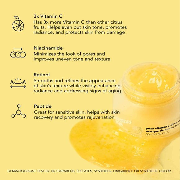 New Saturday Skin Yuzu Vitamin C Sleep Mask - Picture 2 of 5